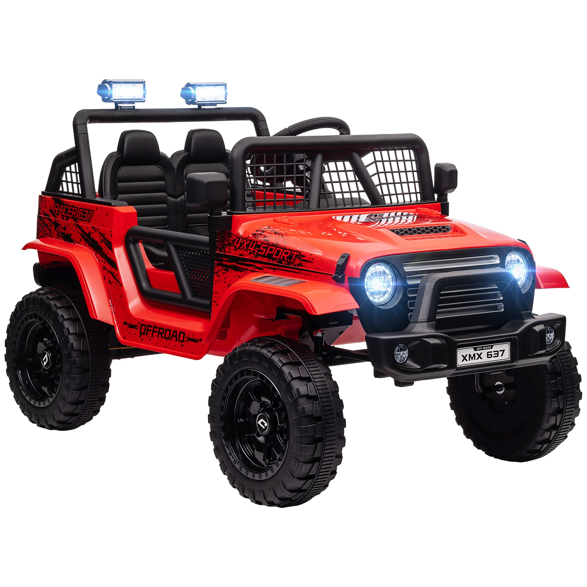 12V Ride on Car, Ride on Utv Truck W/ 4 Suspension Wheels, Red