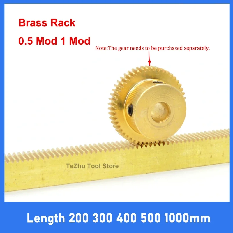 1pc 0.5 Mod 1 Mod Brass Rack Gear 0.5/1 Modulus Rack Transmission Length 200 300 400 500 1000mm