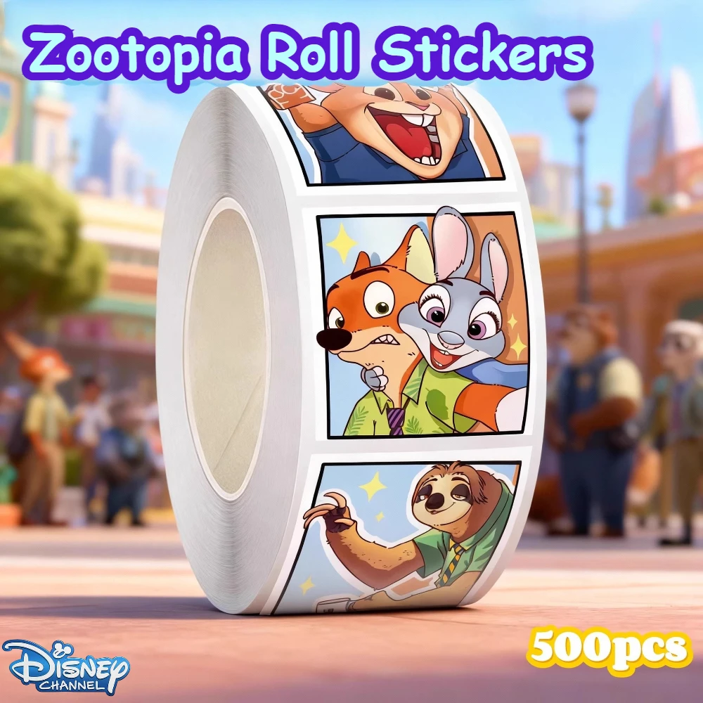 

Рулонные наклейки «Зверополис», 500 шт., наклейки с мультяшными животными, лист для детей, для скрапбукинга, поделки своими руками, подарочная упаковка, украшения для вечеринок