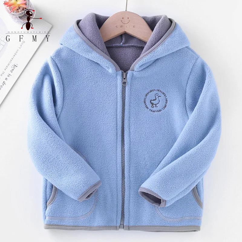 2022 gfmy brand suitable for boys and girls polar fleece material coat with hat 3-18 years warm children\'s coat