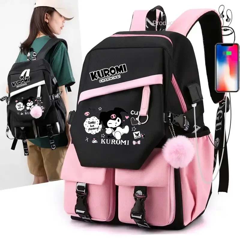 MINISO Kuromi Melody Joint Plecak peryferyjny Kobieta Śliczne Uczniowie szkół podstawowych Gimnazjum Torba Mochila