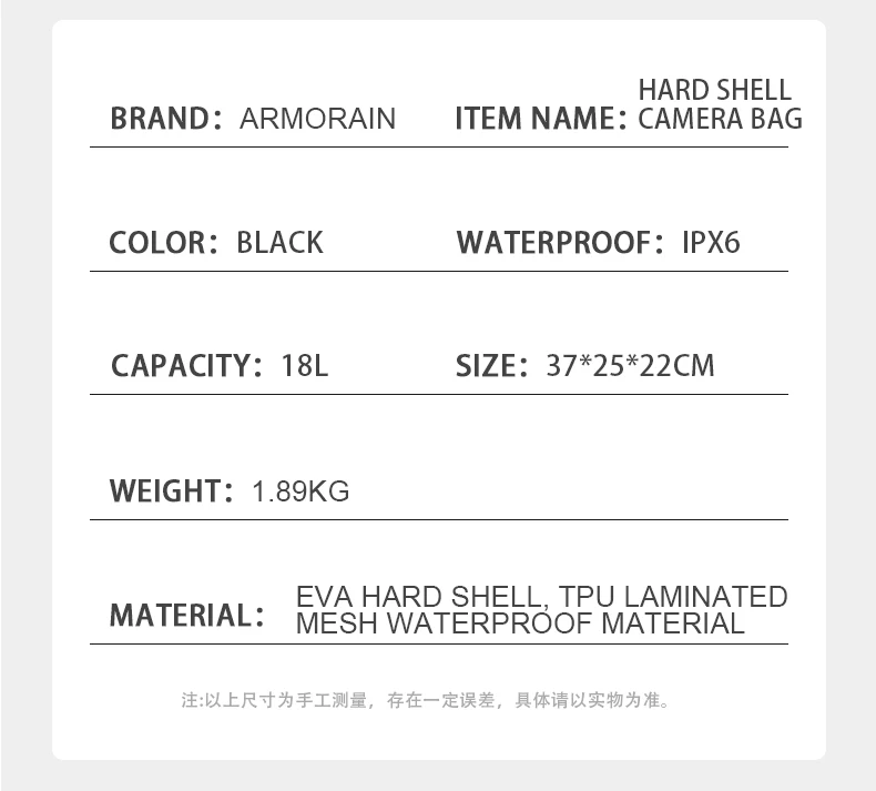 ARMORAIN Motorrad Hartschalen Wasserdichte Hecktasche Rücksitztasche Kameraausrüstung Gepäcktasche Motorrad Touring Kameratasche – Detail 10