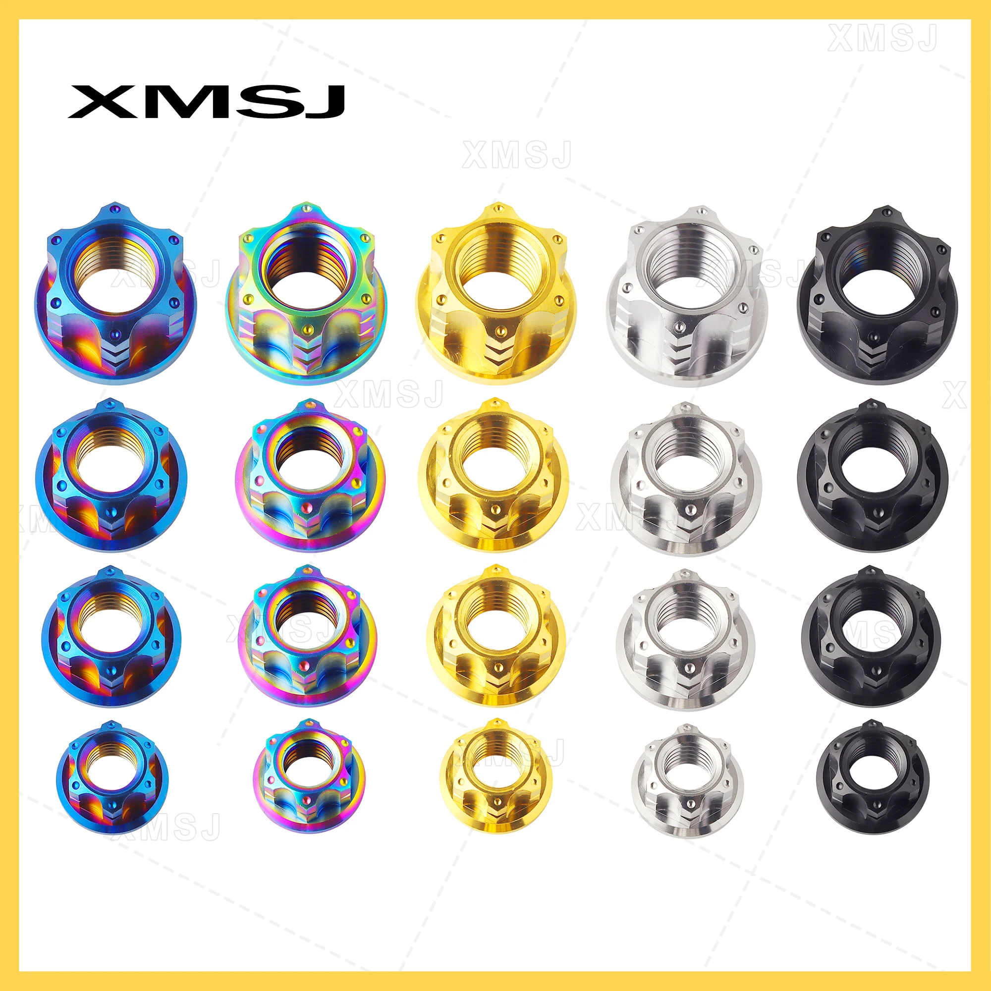 XMSJ nakrętki tytanowe M6 M8 M10 M12 sześciokątny kołnierz sześciokątny nakrętka tylnej osi do roweru motocykl Titanim Fastener — zdjęcie 6