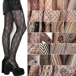 Mulher meninas moda gótico fishnet meias cobra crânio listrado meias de malha calcinha lolita plus size meia-calça leggings