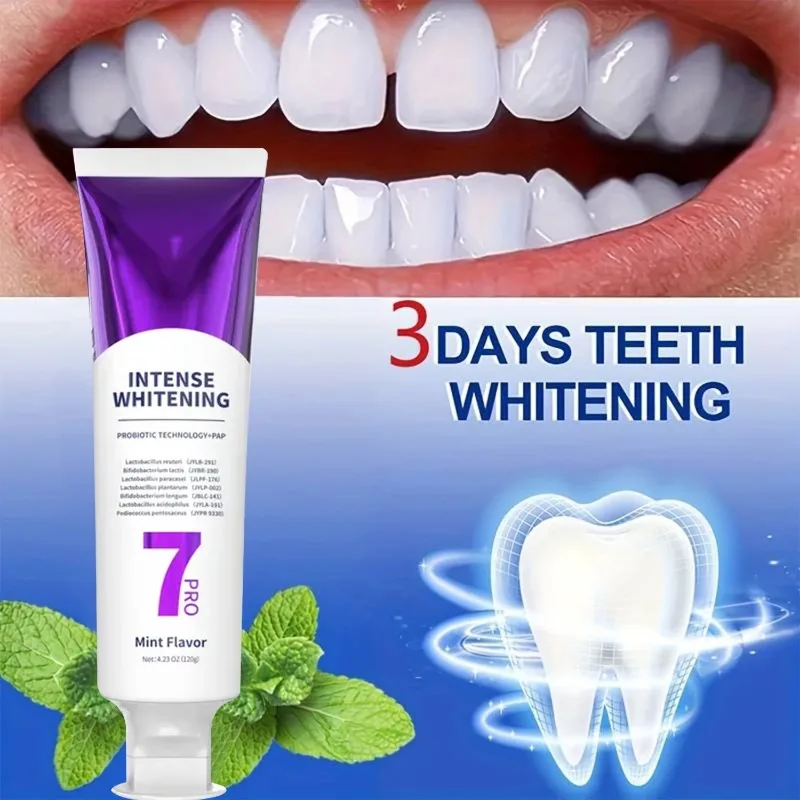 7D Probiotic Advanced Whitening Toothpaste Deep Cleansing Mint Flavor Brightens Smile and Freshens Breath