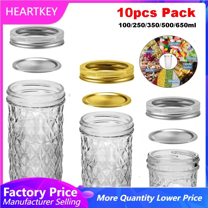 Ball Regular Mouth Mason Jar 100/250/350/500/650ML Jam Jelly Honey Wedding Favors Food Small Canning Jars With Airtight lids