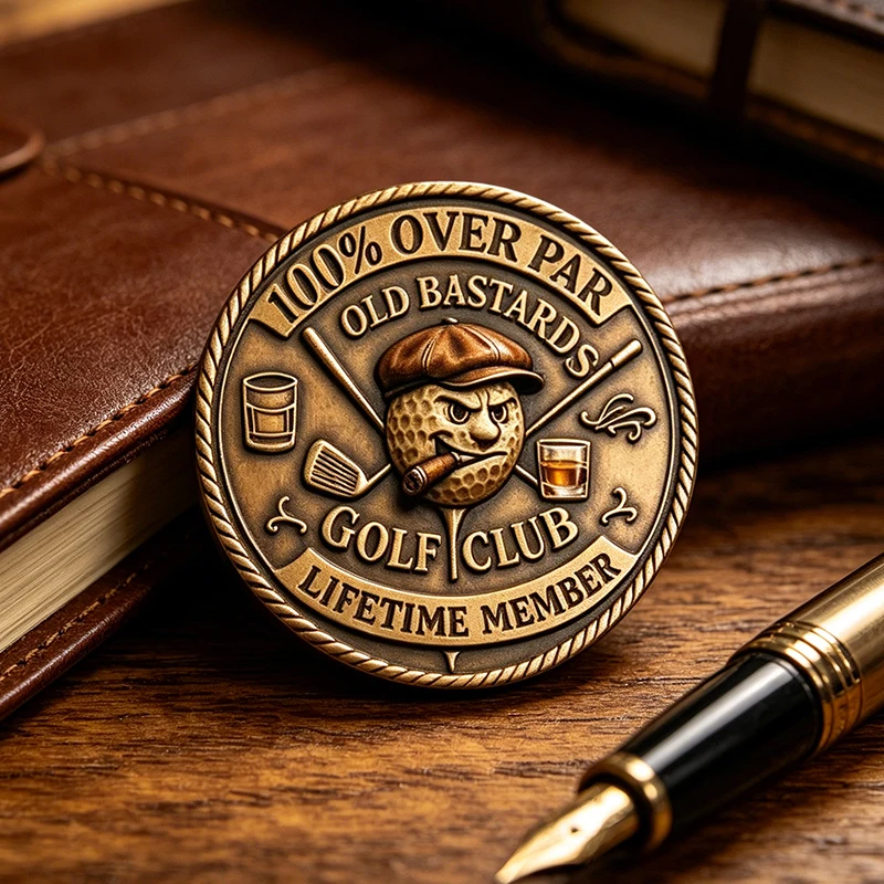 1pc Golf Club Lifetime Member Commemorative Coin Old Bastards Souvenir Coin Funny Golf Keepsake Home Display Gifts for Men