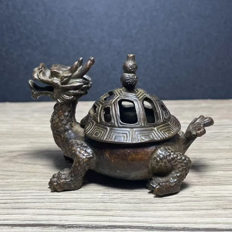 Antique Dragon Turtle Incense Burner Chinese Household Office Incense Burner Hollow Gourd Cover Incense Coil Burner Ornaments