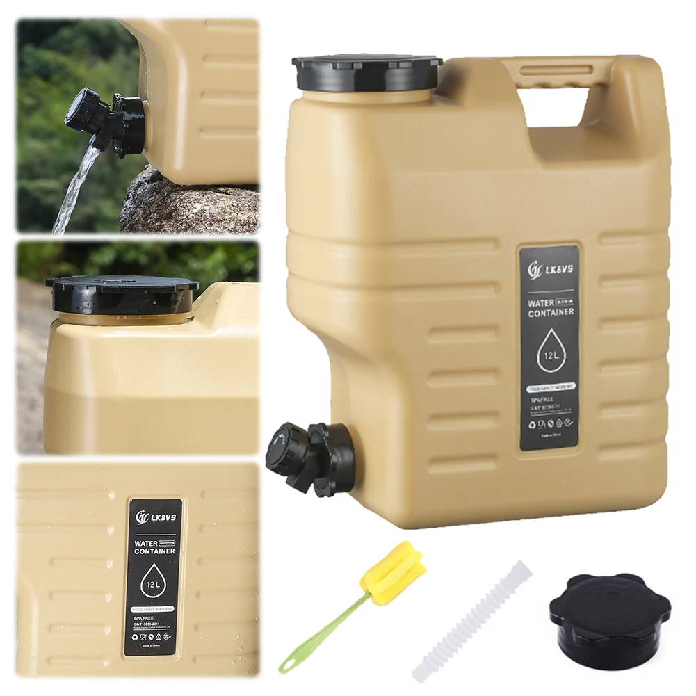 12L Water Storage Container with Faucet Drinking Water Bucket Large Capacity Water Container Jug for Vehicle Car Camping