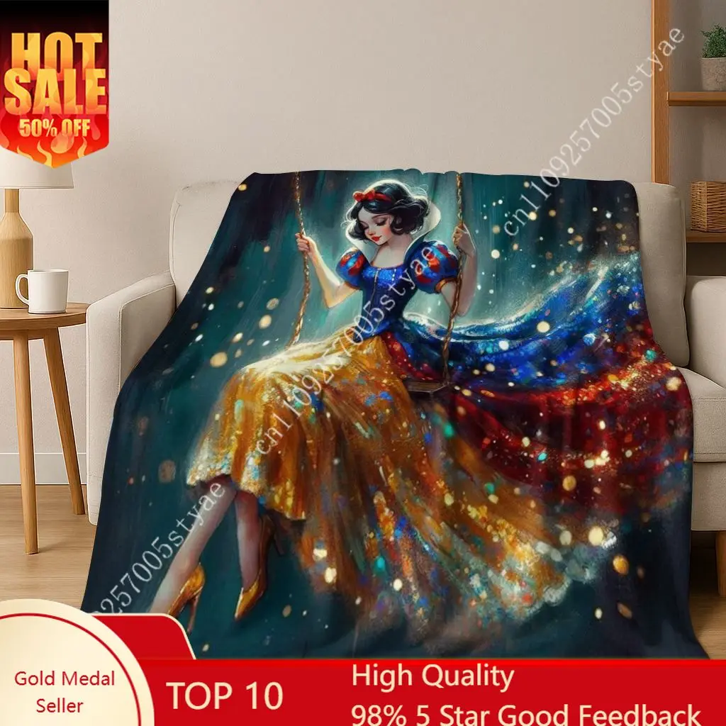

Snow White Princess Blankets Disney Cartoon Plush Blanket Indoor Decoration Child Holiday Party Boy Girl Gifts Warm Custom Quilt
