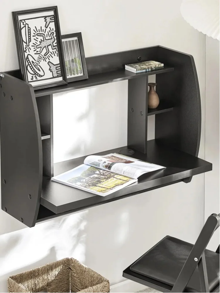SoBuy FWT18 Wandtisch in schwarz, Wandschrank Schreibtisch Computertisch Kinderschreibtisch, BHT ca:82x60x39cm