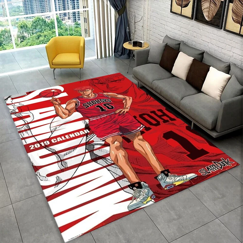 

Retro Slam Dunk Basketball Anime Cartoon Carpet Rug for Bedroom Living Room Sofa Playroom Doormat Home Decor,Area Rug Non-slip