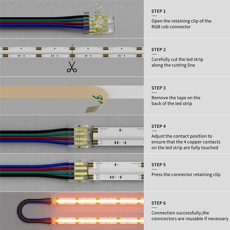 MAKE-1Set 10 مللي متر موصلات ل COB RGB LED قطاع أضواء 4 دبوس المزدوج ينتهي تمديد موصلات إلى 4 دبابيس التوصيل 5.5In تمديد سلك