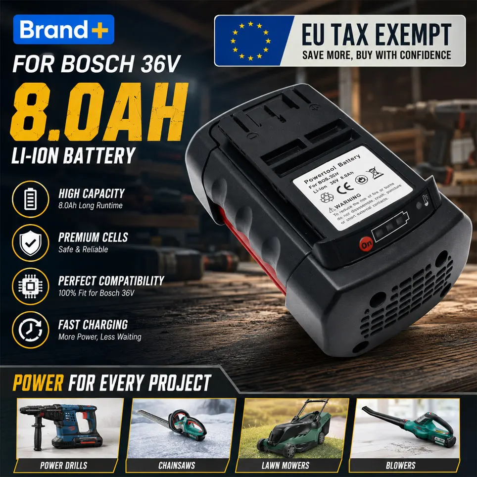 Batterie rechargeable haute capacité 36V 8000mAh pour outils électriques Bosch 36V BAT810 BAT836 BAT840 GBH36V-Li, entrepôt des pays de l'UE