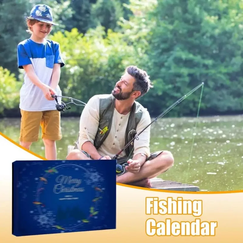 Fishing Lure Advent Calendar 24-Days Fish Lures Set 2024 Advent Calendar Fishing Christmas Countdown Fishing Lures Set for Teen