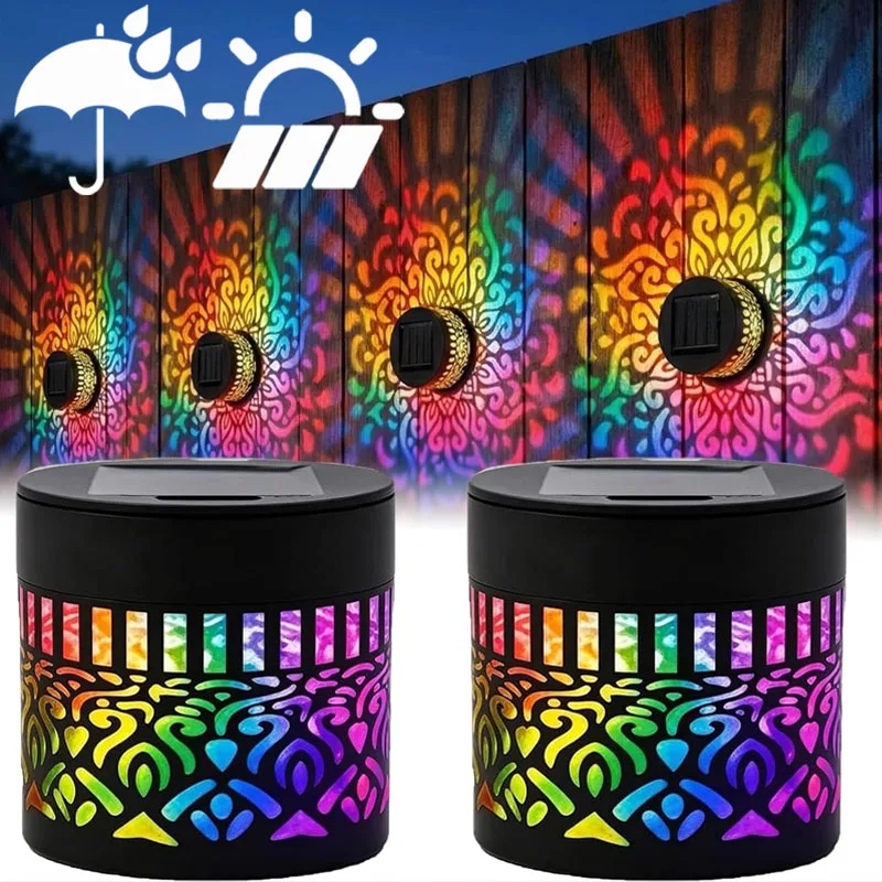 Solar Mandala Wall Lantern Outdoor Waterproof Projection Decorative Light for Garden Yard Patio Fence Atmosphere Decor