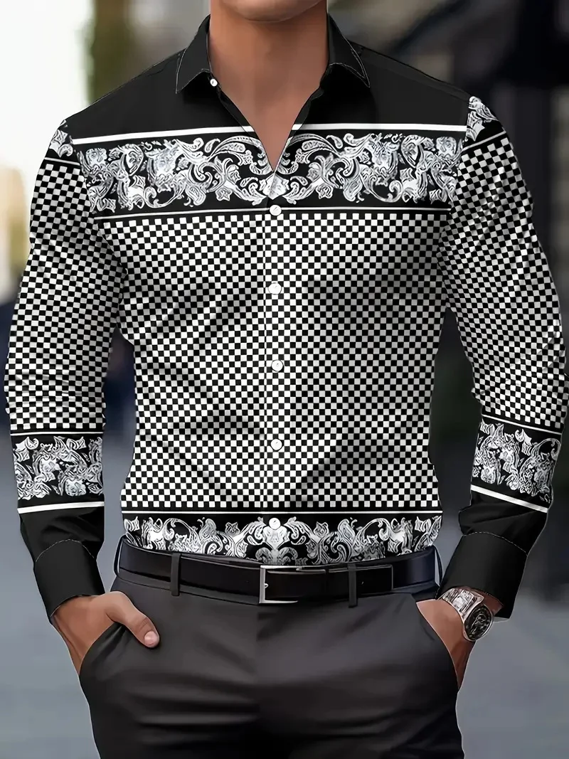 New Men's Long Sleeved Shirt 3D High-Definition Printed Western Denim Top Fashionable Casual High-Quality Top