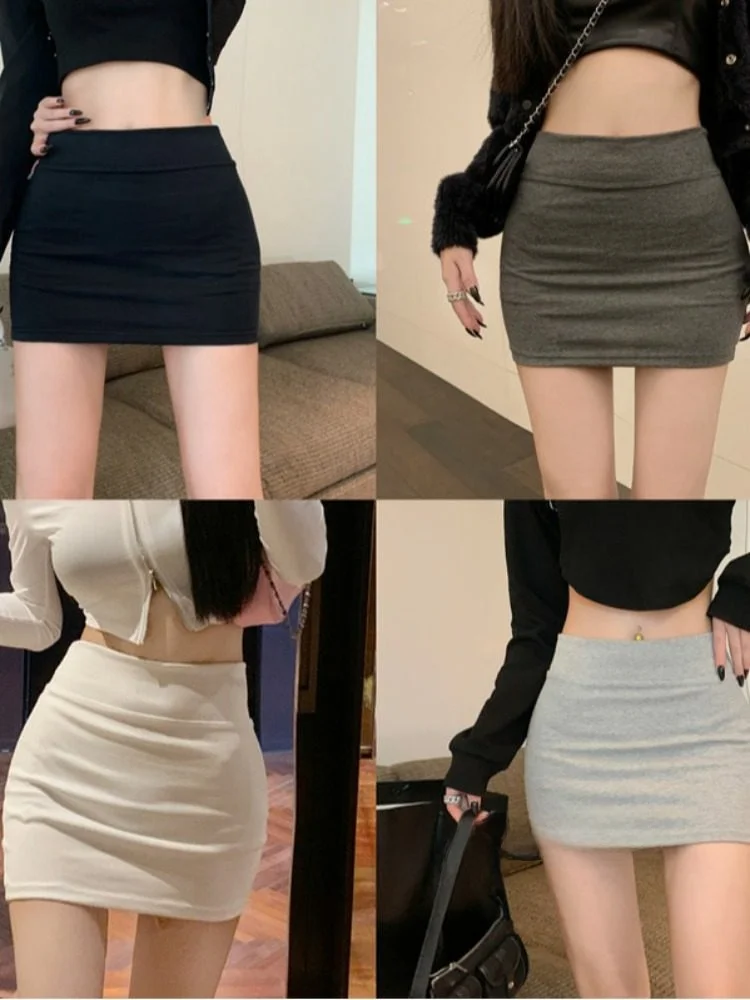 

Bla Sexy Tight High Waist Skirt Women's Autumn White Pure Desire A-Line Skirt Ultra-ort Skirts for Young Girls