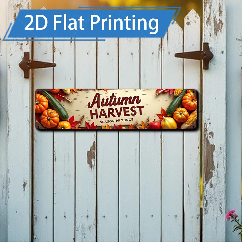 1 قطعة 4x16 بوصة علامة معدنية الخريف الحصاد الموسمية إنتاج علامة ، ريفي مزرعة ديكور ، 2D شقة الطباعة الفن #1
