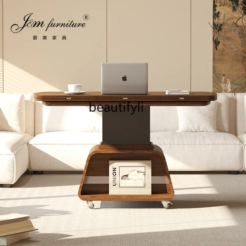 

Medium-old folding tea table dining table two-in-one movable lifting living room table without taking up space