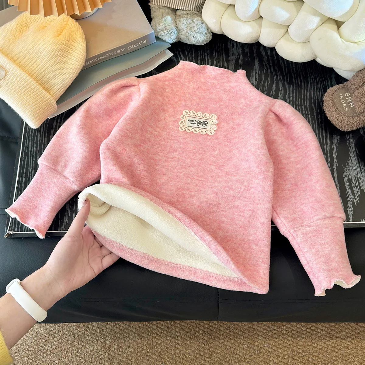 Neues Mädchen-Unterhemd für Herbst und Winter, Verdickt mit Fleece-Futter, Dehnbar, Warm, Weich und Bequem für Kinder und Babys – Detail 14