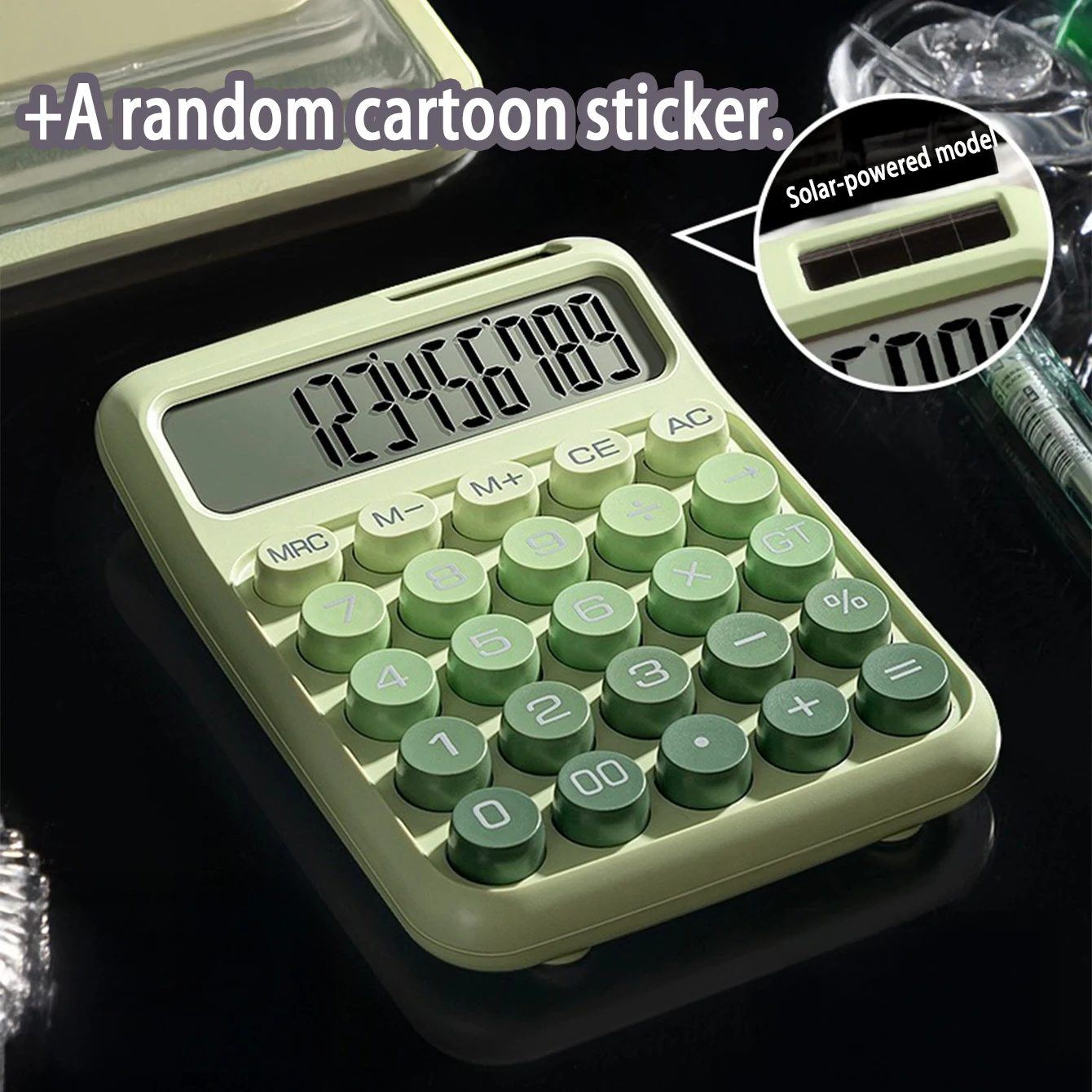 Dual-Power Gradient Color Calculator 12-Digit Wide Display Flexible Keys Large Size Solar & Battery Operated for Business Use