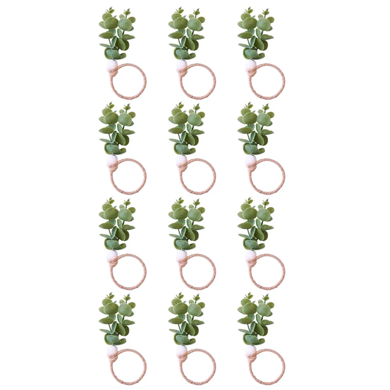 

AT69 -Napkin Rings Set Of 12, Spring Napkin Rings, Eucalyptus Leaf Napkin Rings,For Weddings Christmas Party Table Decoration