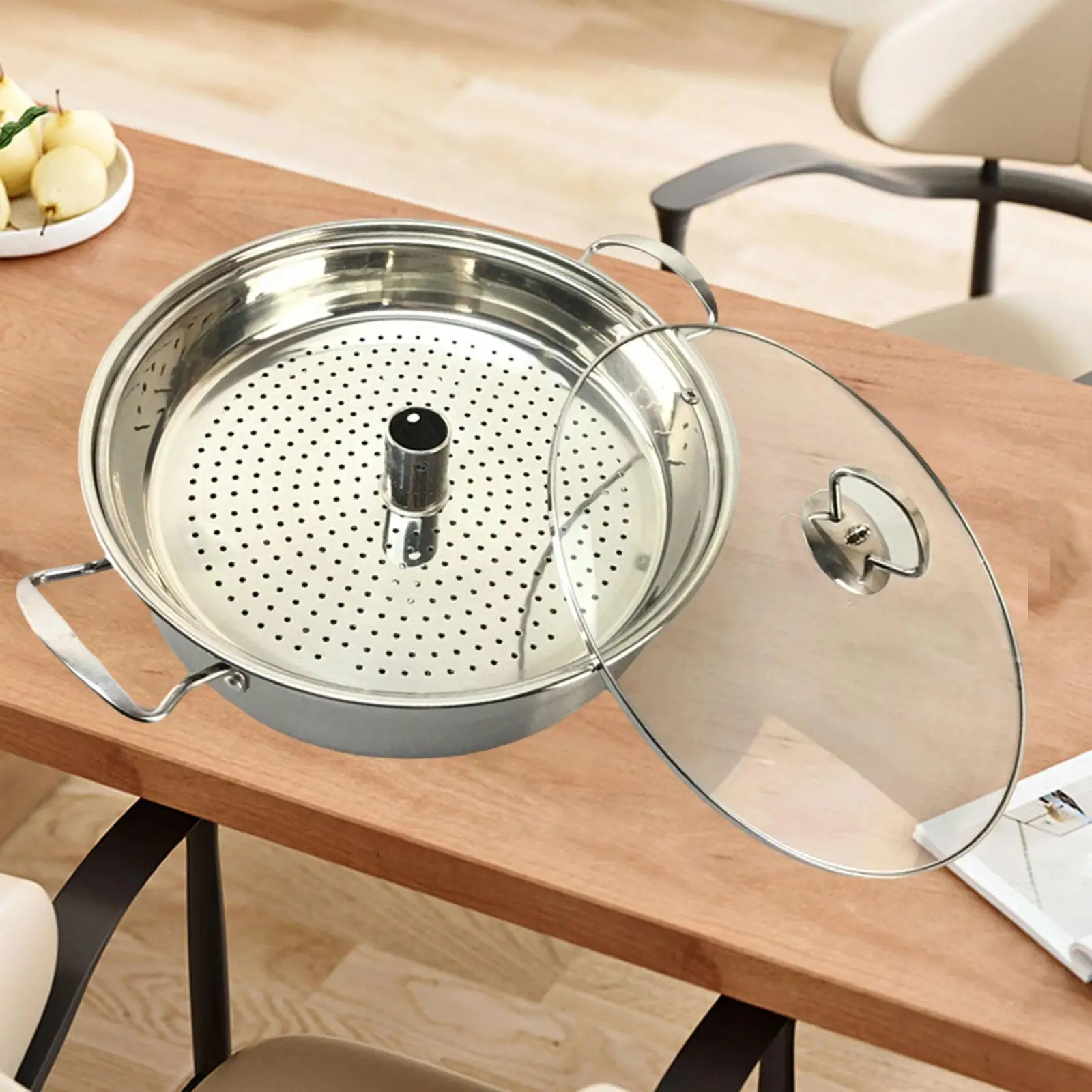 

Steam Pot Stainless Steel Nonstick Steaming Pot for Cooking Vegetable Dumpling Stock Sauce Food Tamales Crawfish Crab Lobster