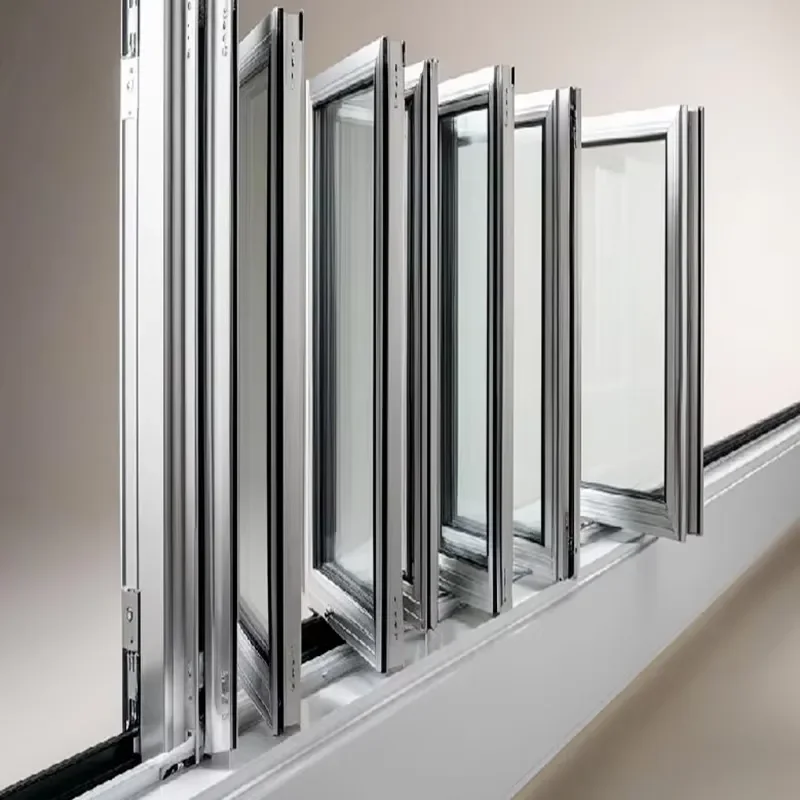 Modern Design Aluminum Alloy Vertical Fold Windows Hurricane-Proof Windproof Folding Window for Kitchen and Exterior