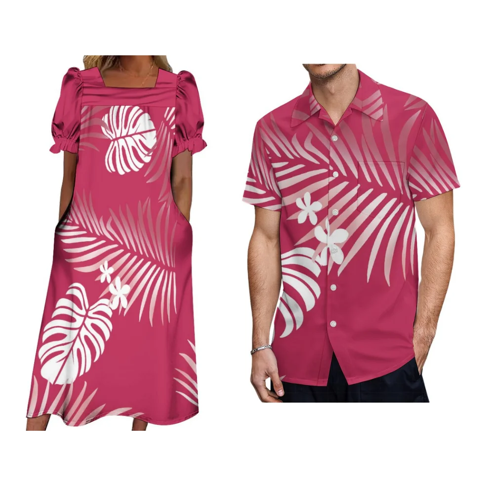 

2024 Micronesian Island Dress New Summer Long Dress Polynesian Dress Hawaiian Shirt Floral Print Tribal Design New Couple Suit