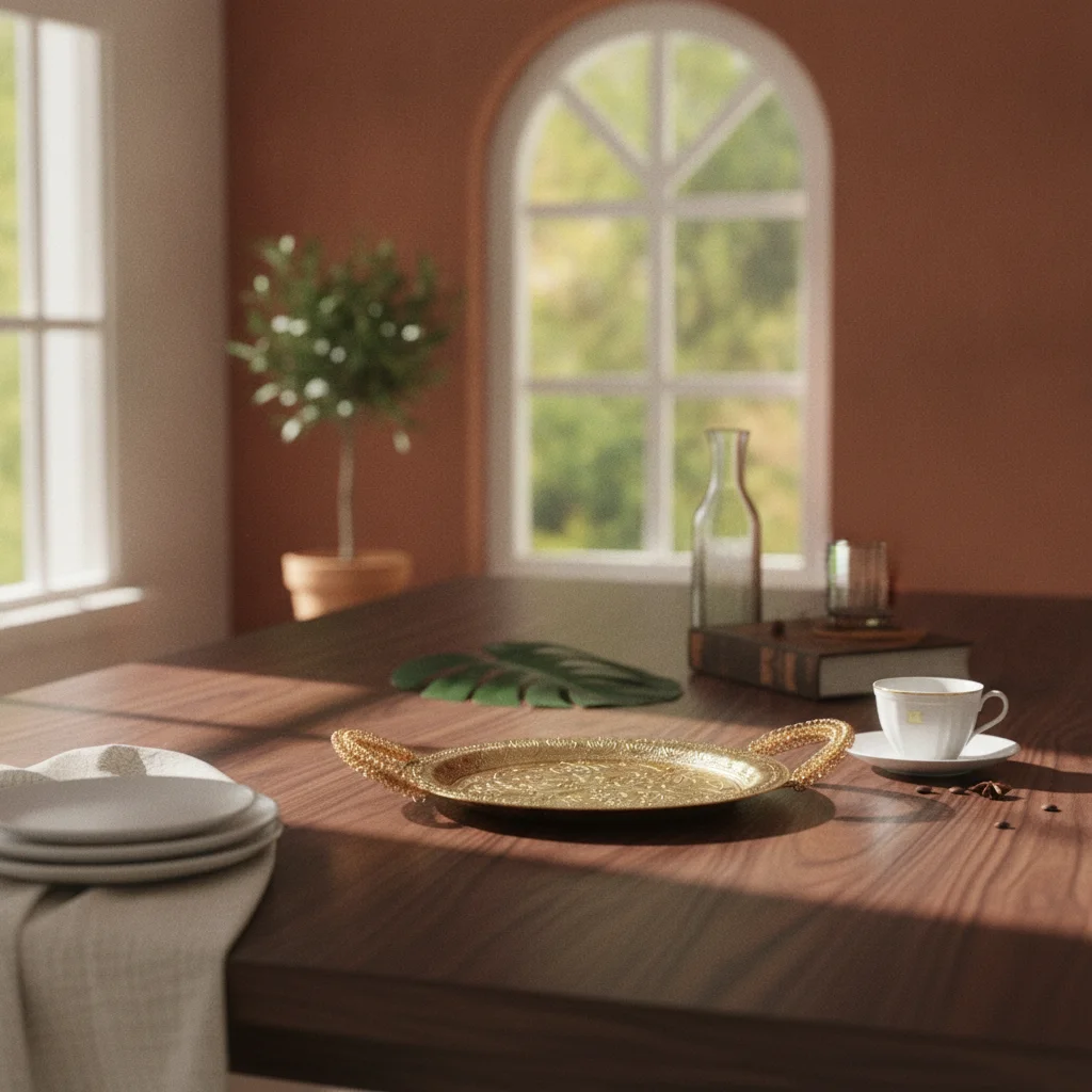 Serving Tray with Handles Elegant Metal Serving Tray Polished Long-Lasting for Hosts, Dining Table, Living Room