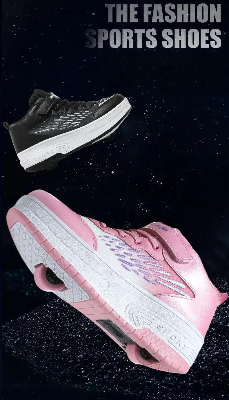 

Children's sports shoes with two wheels and detachable wheels, ultra-light unisex roller skates for teenage girls kids sneakers