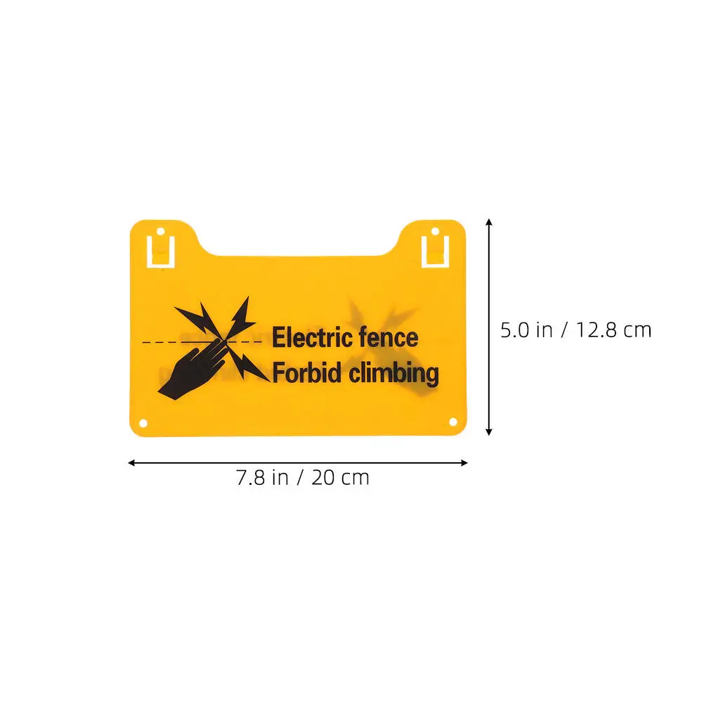 10Pcs Electric Fence Safety Sign Forbid Climbing Design High Visibility Yellow Black PVC Warning Sign for Residential Industrial