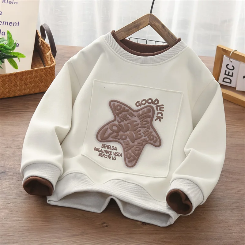 Sudaderas con capucha para niños, Tops de algodón, prendas de vestir, estrellas, Primavera, Otoño, regalo de Navidad, ropa deportiva para niños, 2024