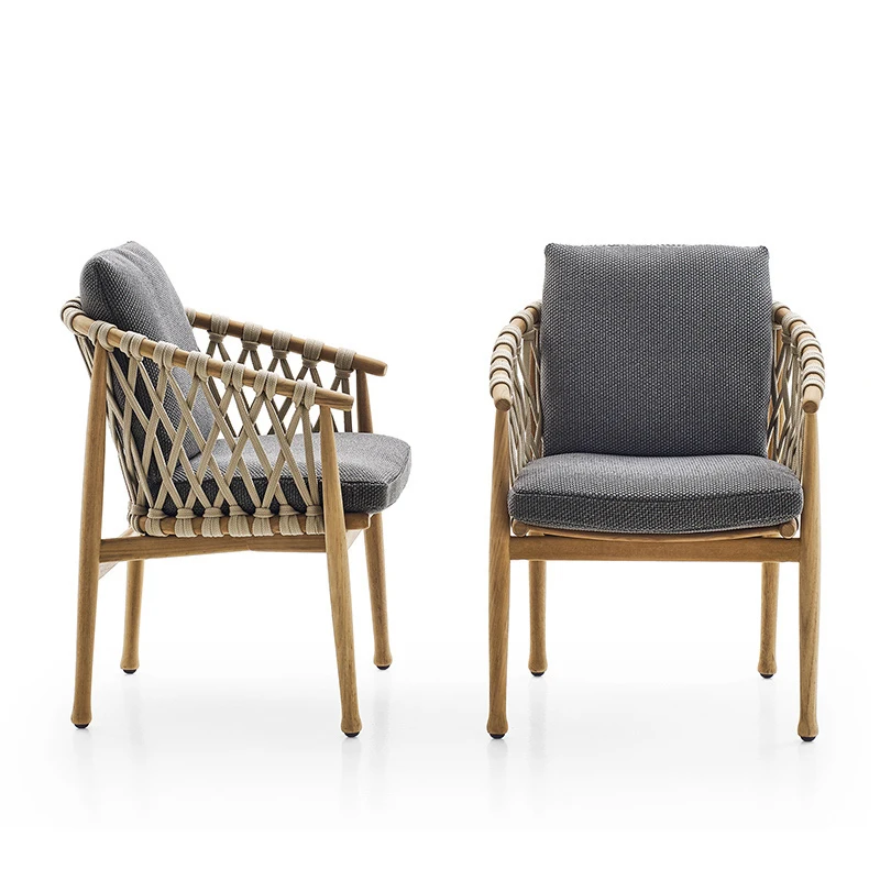 Designer Ginestra Nordic Hotel Restaurant Teak Ashwood Rope Outdoor Garden Dining armchair