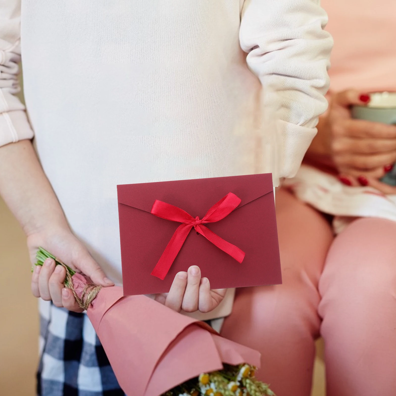 10 Pcs Invited Bow Postcard Small Coloured Envelopes Bow-knot Thicken Package Greeting Decorative