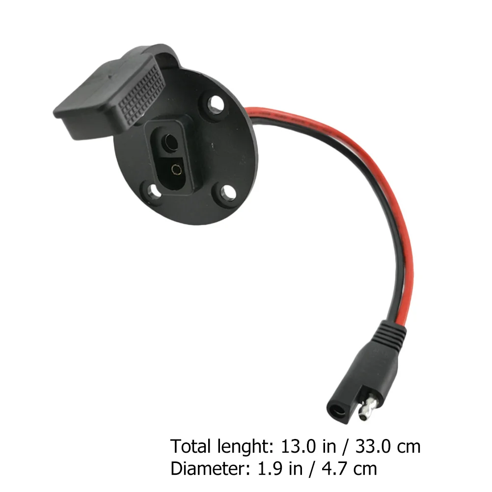 4Sets Sae Power Socket Sidewall Port Connector Solar Panel Mount Power Cable Suitable for Lawn Motor Motorcycle