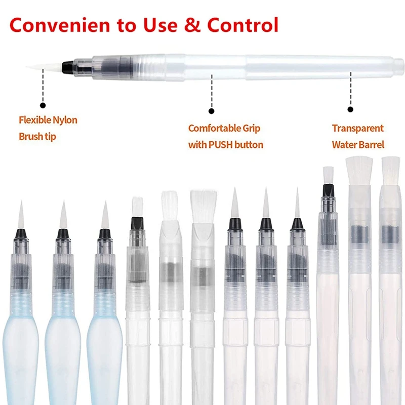 Ensemble de stylos pinceaux à eau pour documents, interconnexion illables quotidiennes, stylos pinceaux pour étudiants, fête, artisanat, 12 pièces