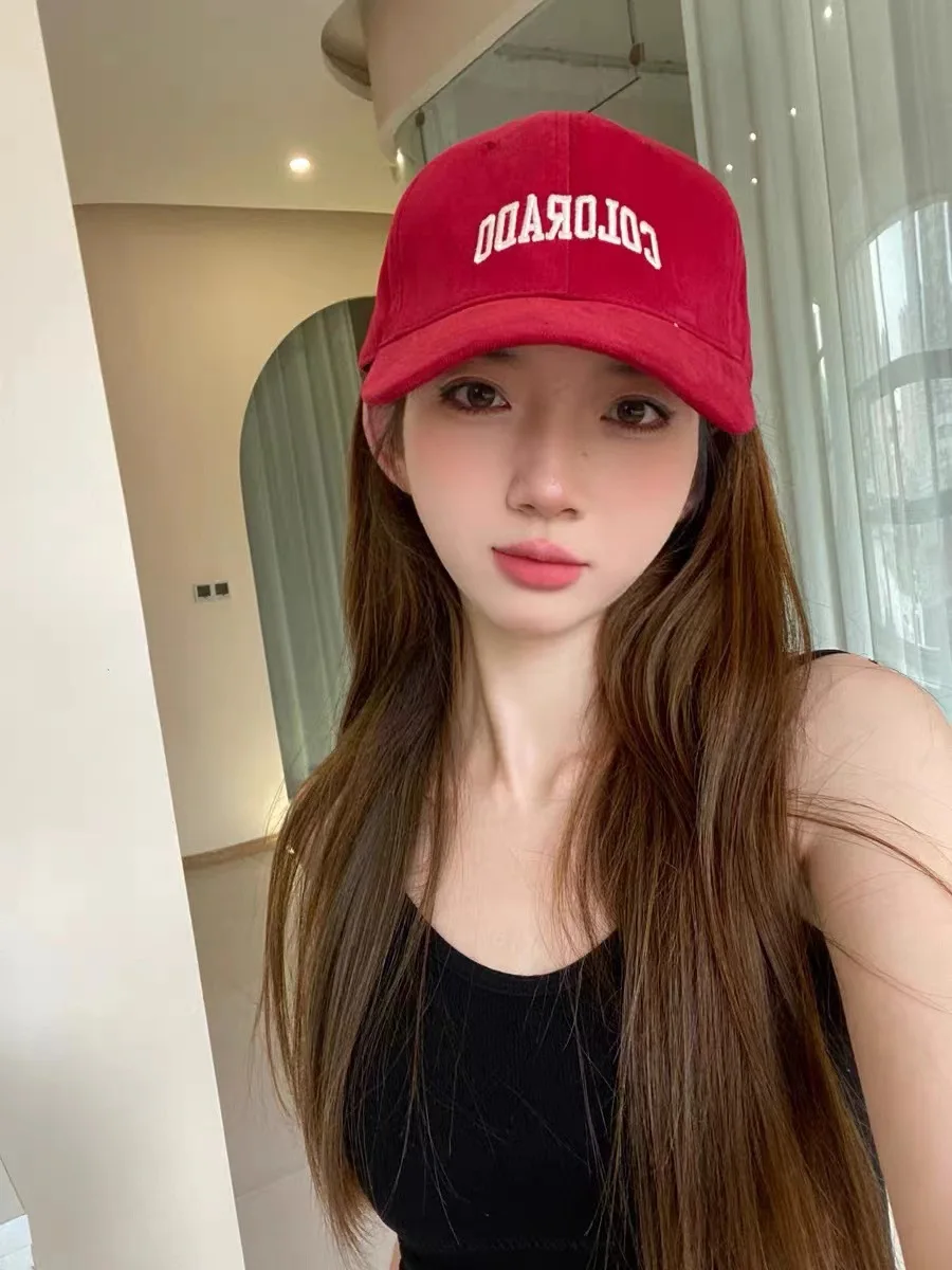 Baseball cap big head circumference hard top female enlarged deepening embroidery hat female cotton duck tongue cap