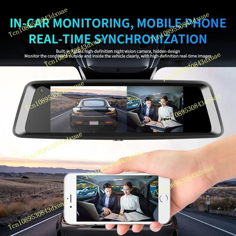 HD 1080P Dual Car Stream Media Mirror DVR 7 Inch Touch Screen 4G A10 Ce Bmw IPS Dash Camera for Cars Adas Dual Camera