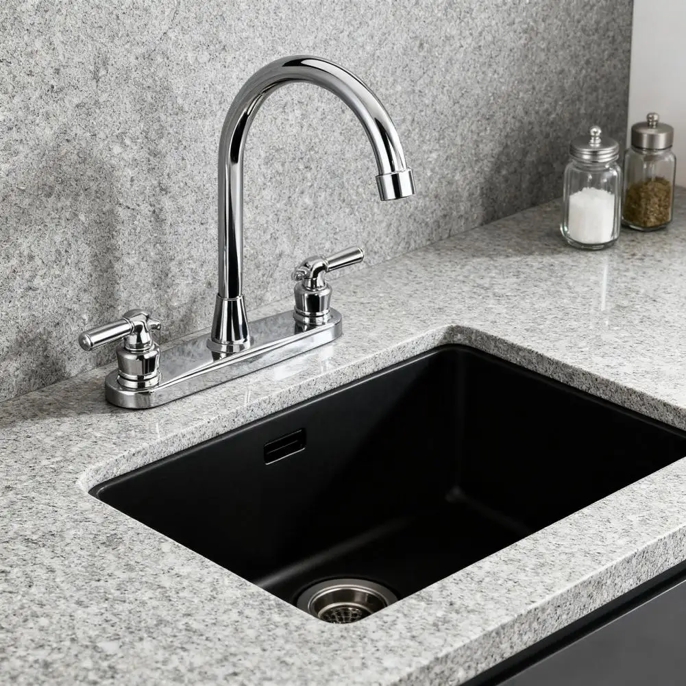 

Вращающийся на 360 градусов смеситель с изливом, смеситель для автодома, поворотный кухонный смеситель с высокой аркой и двумя ручками, хромированный для автодомов