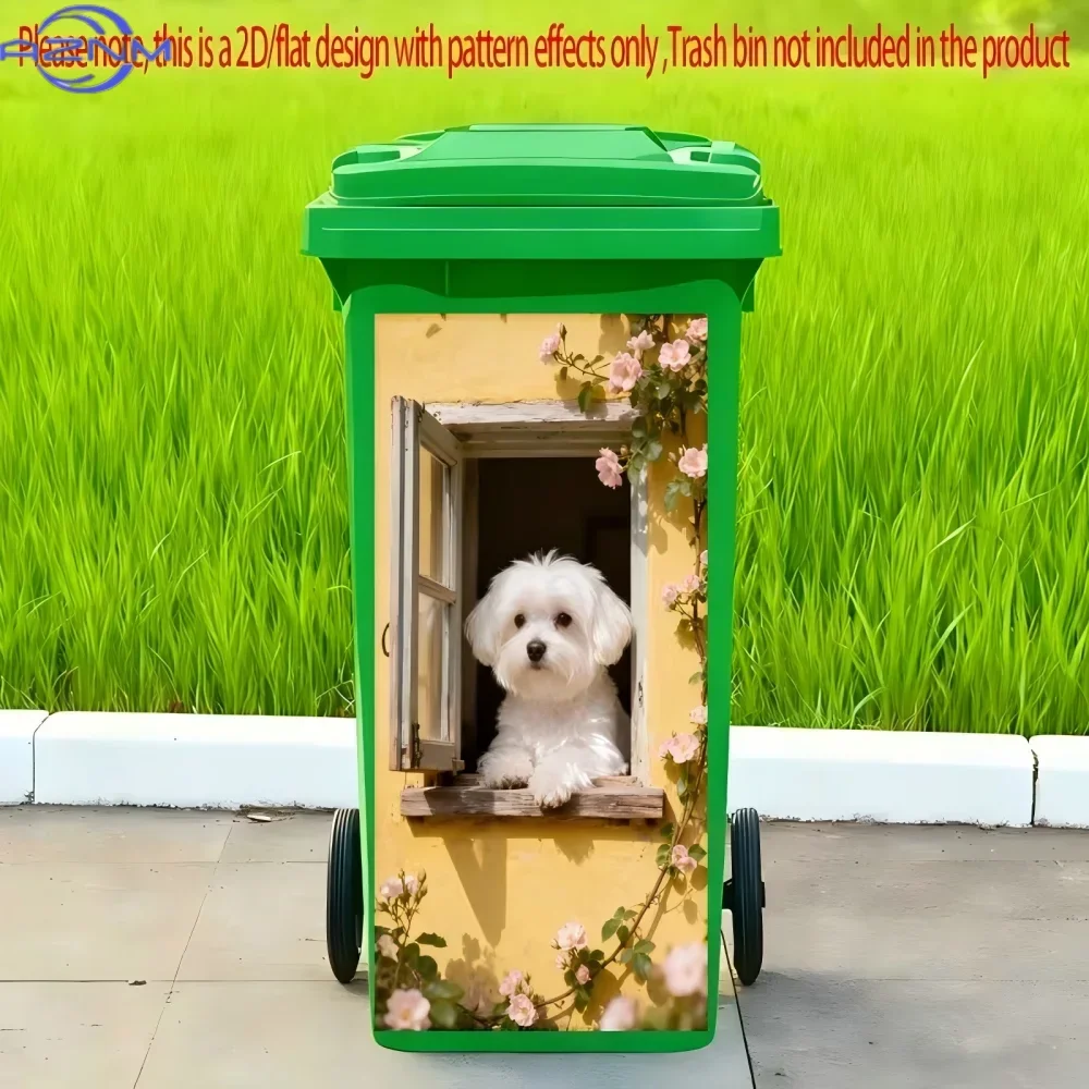 1 2D flat bear dog animal trash can sticker for home wall and kitchen decoration