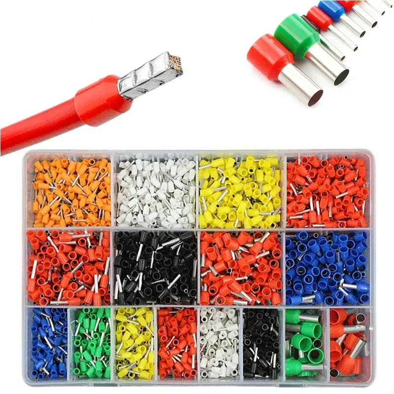 400-2120PCS Box,VE Tubular Crimp Terminals,Wire Insulated Terminator,Block Cord End Connector,Electrical Tube Terminal