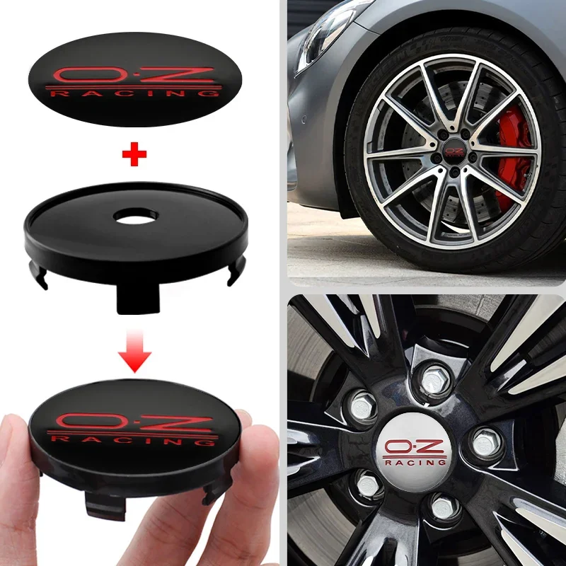 4PCS/Lot 2 COLORS OZ  Racing Car Wheel Center Hub Caps Car Emblem Badge Logo Wheel Center Cap Label Car Styling Accessories