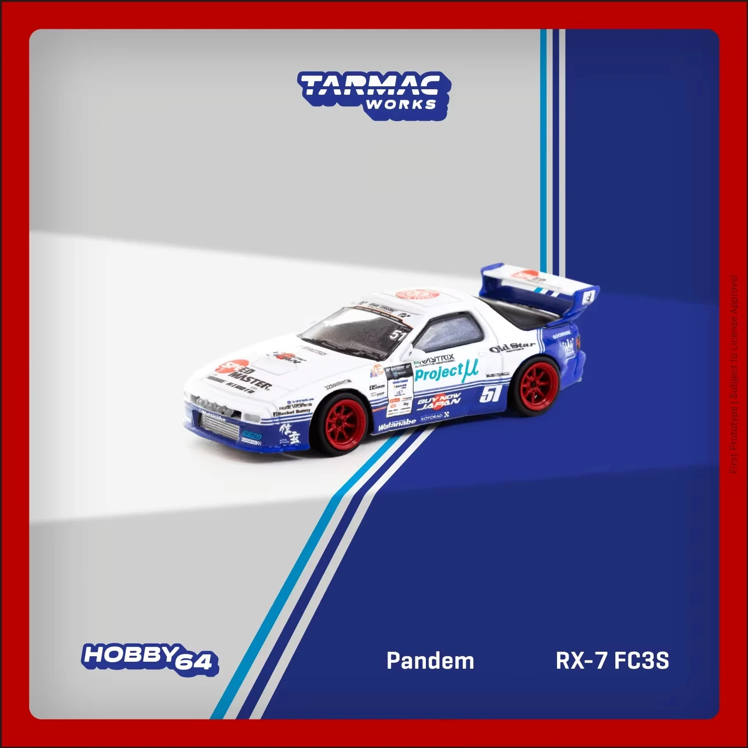 In Stock TW 1:64 Pandem RX7 FC3S White Purple Diecast Diorama Car Model Collection Miniature Toys Tarmac Works