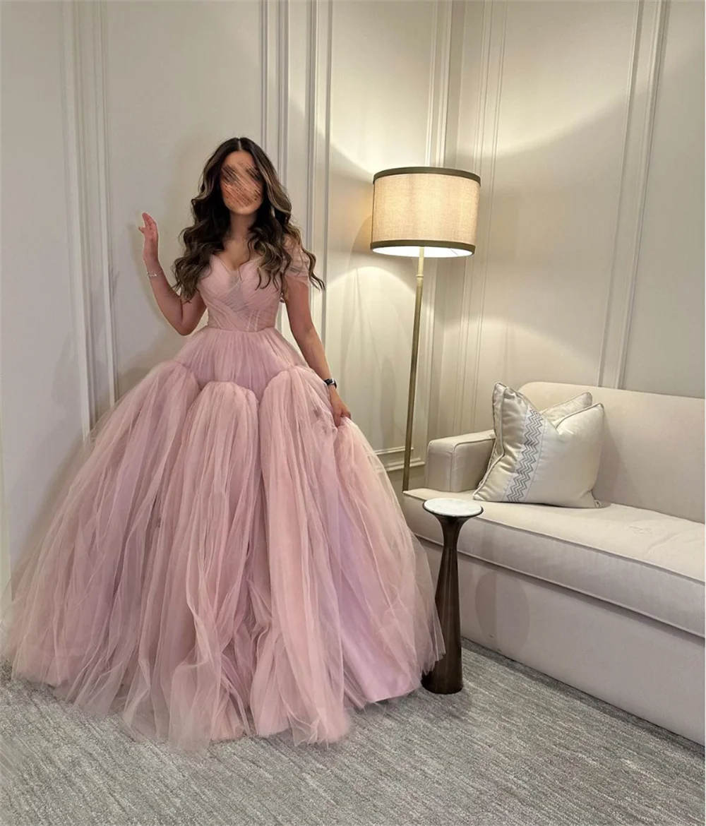 Jessica Light Pink Wedding Dress Fluffy Tulle Prom Dresses Corset Elegant Lady Evening Dresses Formal Occasions Party Dressese