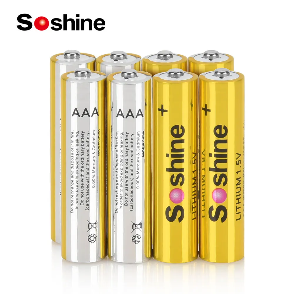 Soshine 1.5V 1200mAh Lithium Batteries Primary AAA 1.5 Volt Non-Rechargeable Battery for Microphones Smoke Detector Alarm Clorck