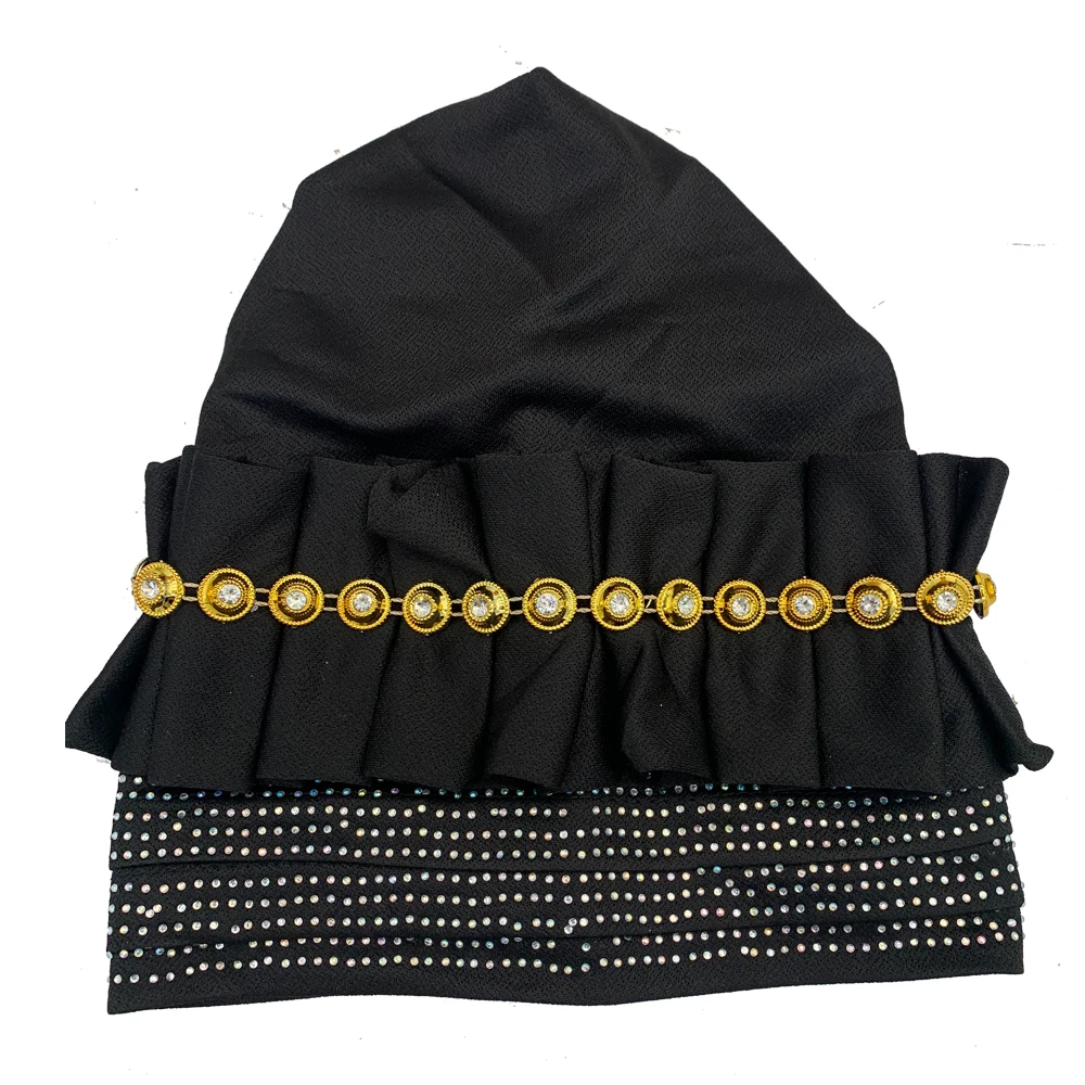 Berretto Turbante arruffato per donna estate testa africana avvolge foulard musulmano Bonnet Lady Wrap Head Hat Turbante Mujer