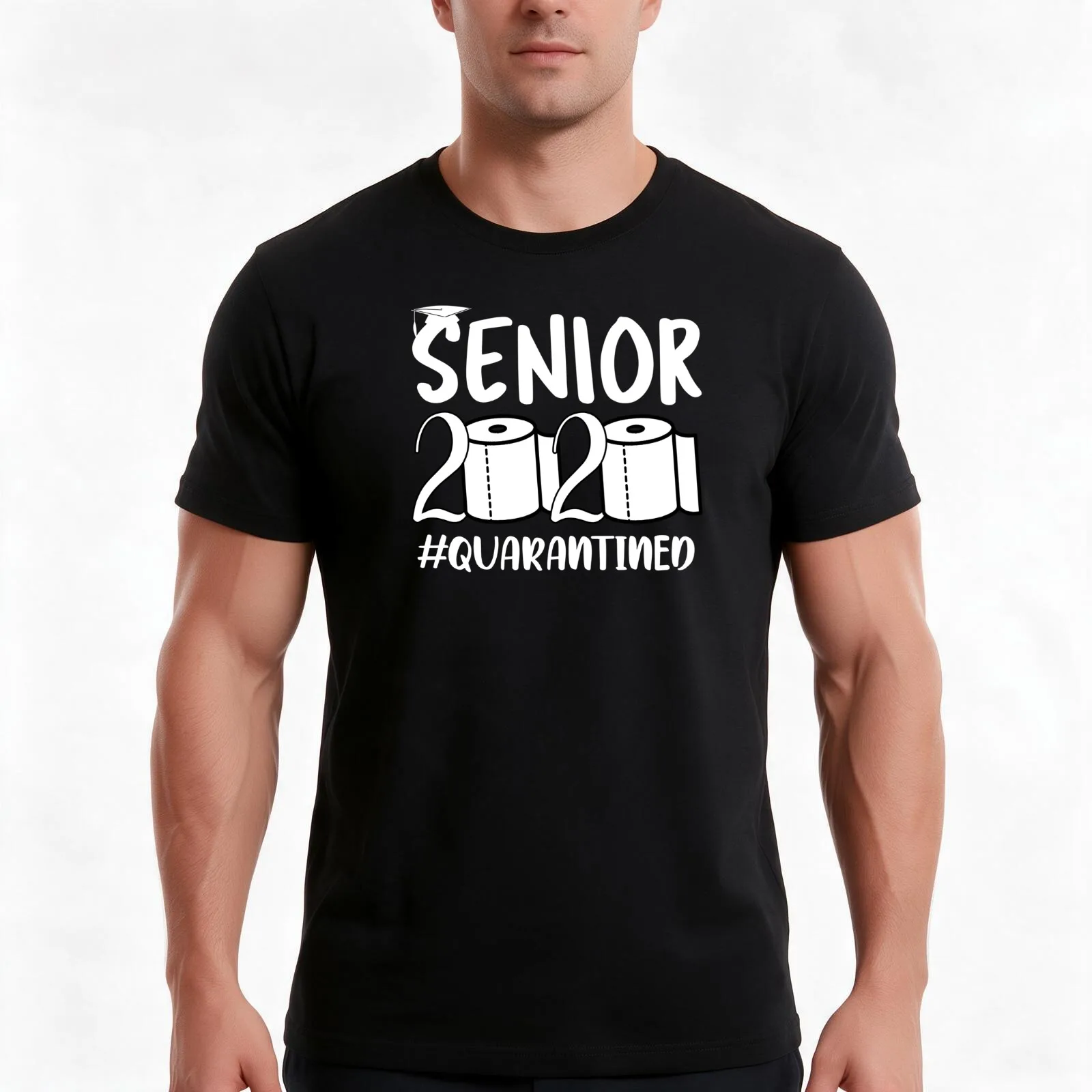 Senior 2020 Quarantined funny Toilet paper T-Shirt, Summer Casual Cotton Tee, Oversized Streetwear Tops, Vintage Graphic Print