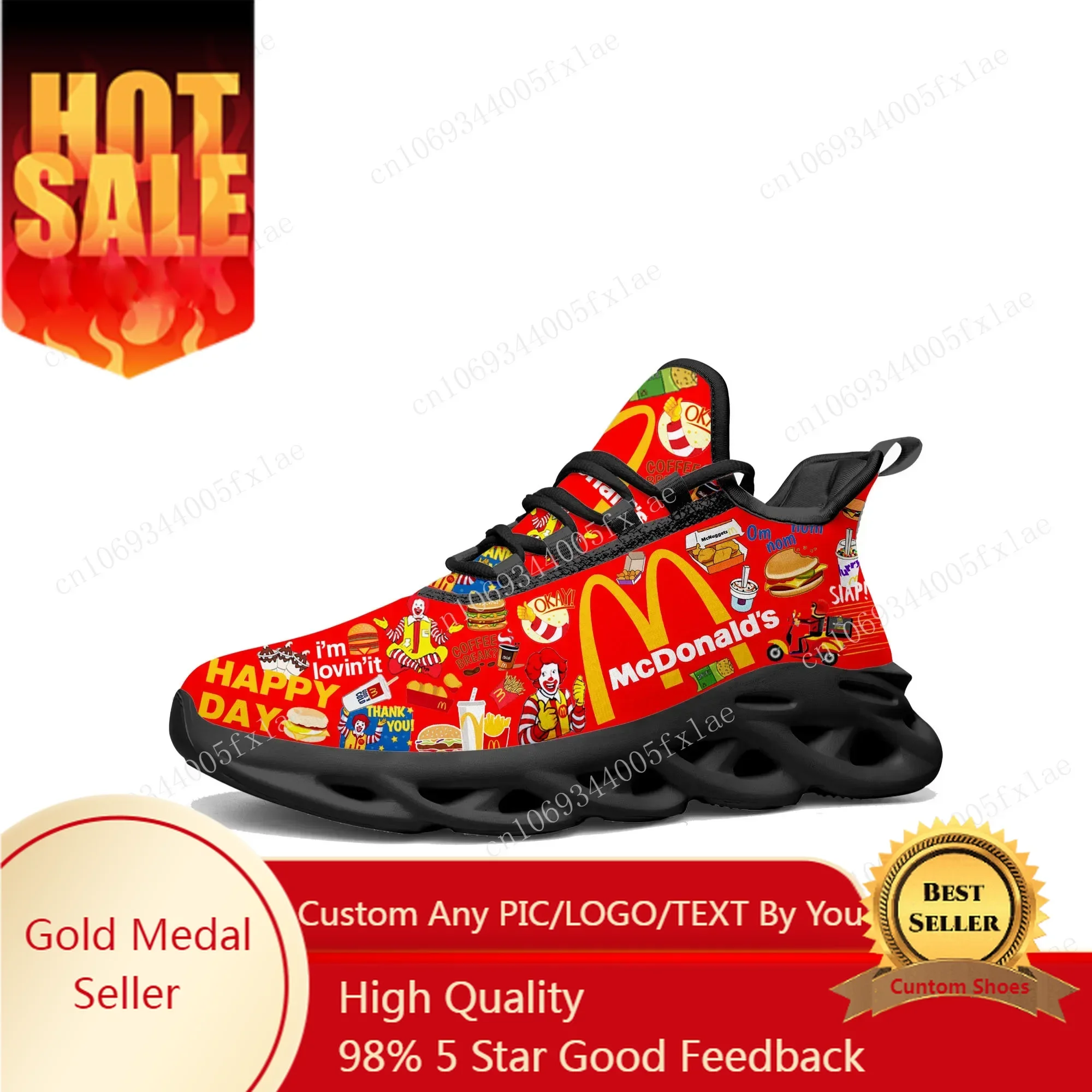 

Mc-Donalds Flats Sneakers Mens Womens Sports Running Shoes Sneaker Customization Shoe Lace Up Mesh Footwear Black